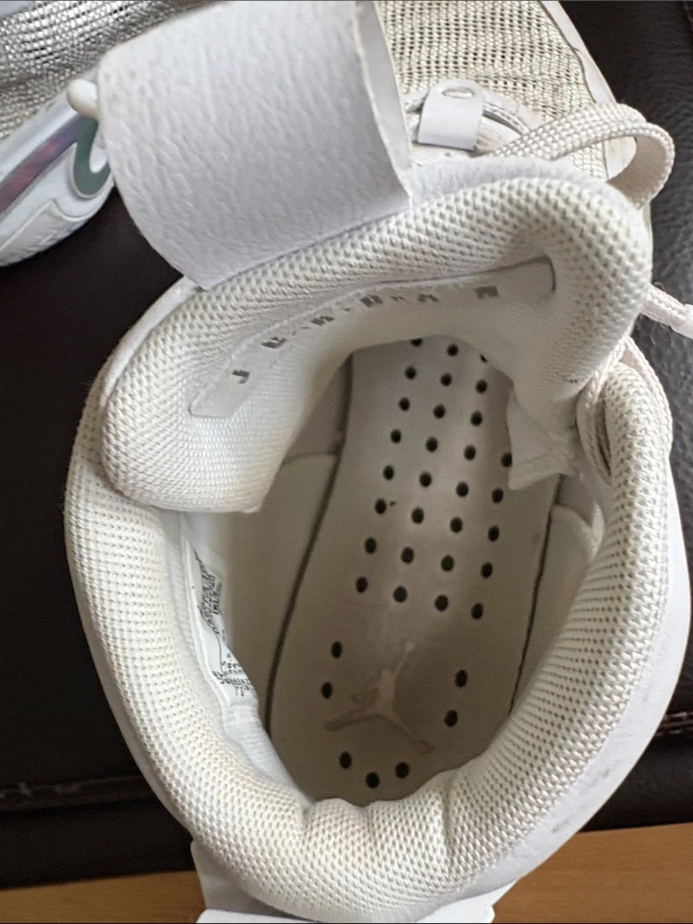 Jordan All-White Mesh and Leather High-Top Sneakers